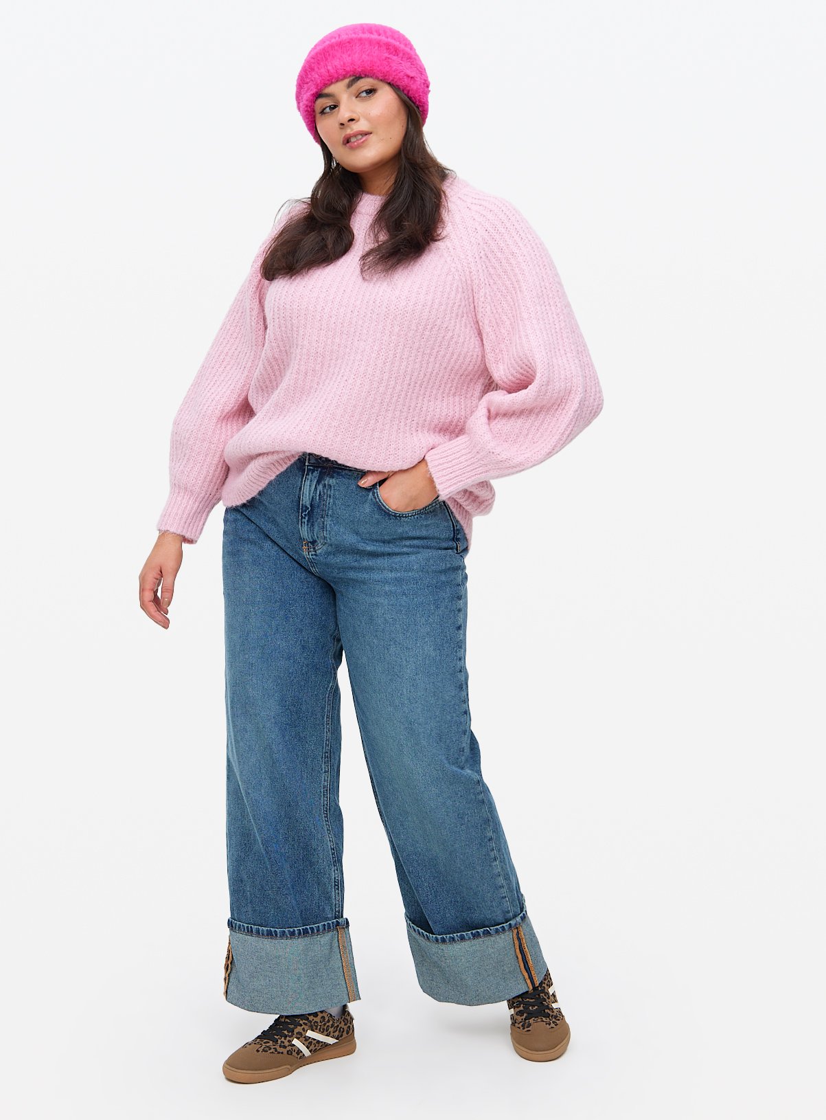 Pink Knitted Raglan Crew Neck Jumper XXL - Image 2 thumbnail